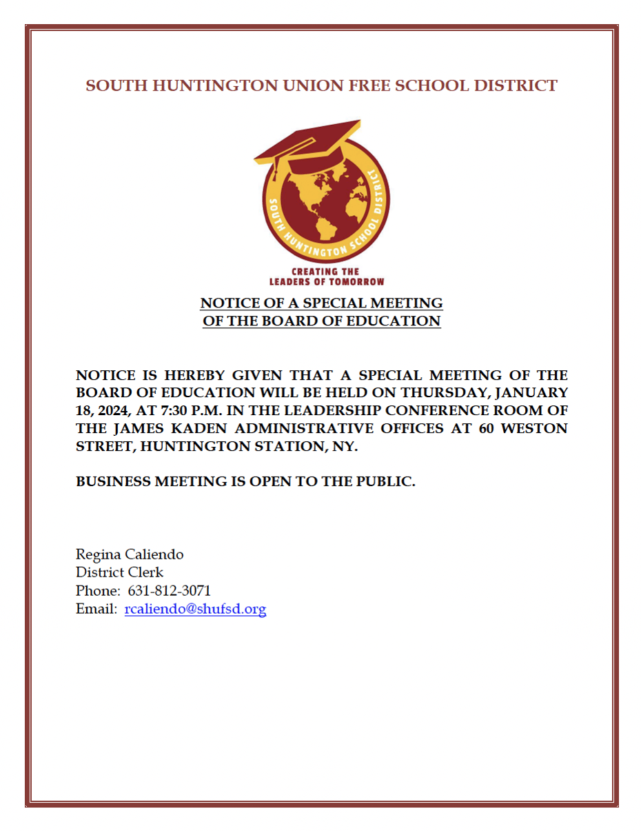Notice of Special Meeting 1.18.24